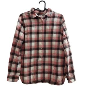 Uniqlo Pink And Brown Cotton Plaid Shirt Size Small
